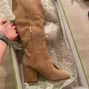BNIB Sam Edelman Thora Oatmeal Suede Knee High Boot size 8.5